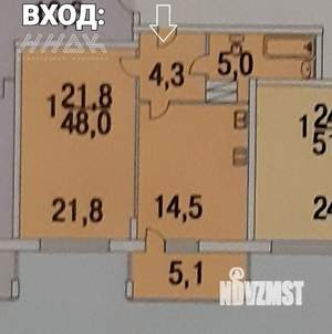 1-к квартира, вторичка, 48м2, 16/19 этаж